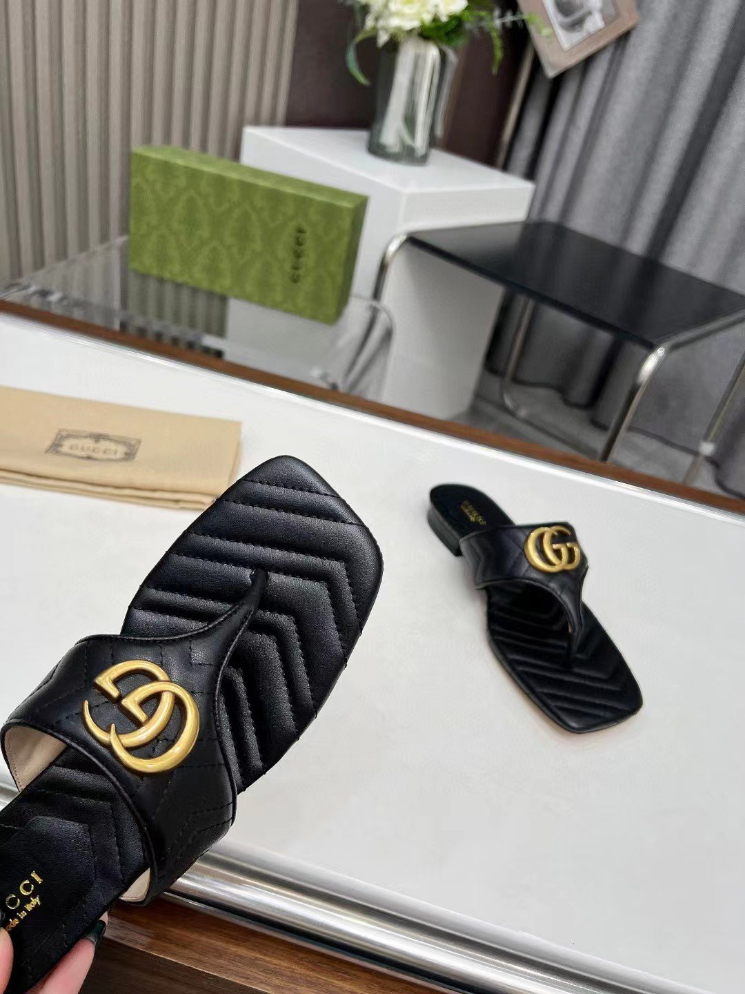 Gucci Double G Marmont Thong Sandals - Image 3