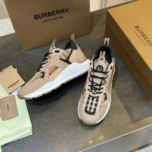 Burberry - Check, Leather and Suede Sneakers