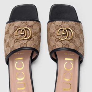 Gucci Jolie Leather Trimmed Canvas Slides