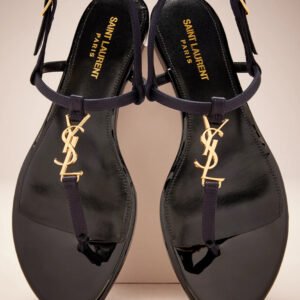 Saint Laurent Cassandra YSL Medallion Flat Sandals
