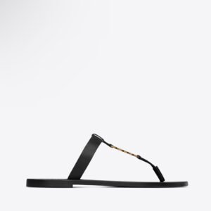 Saint Laurent Cassandre Slides In Smooth Leather