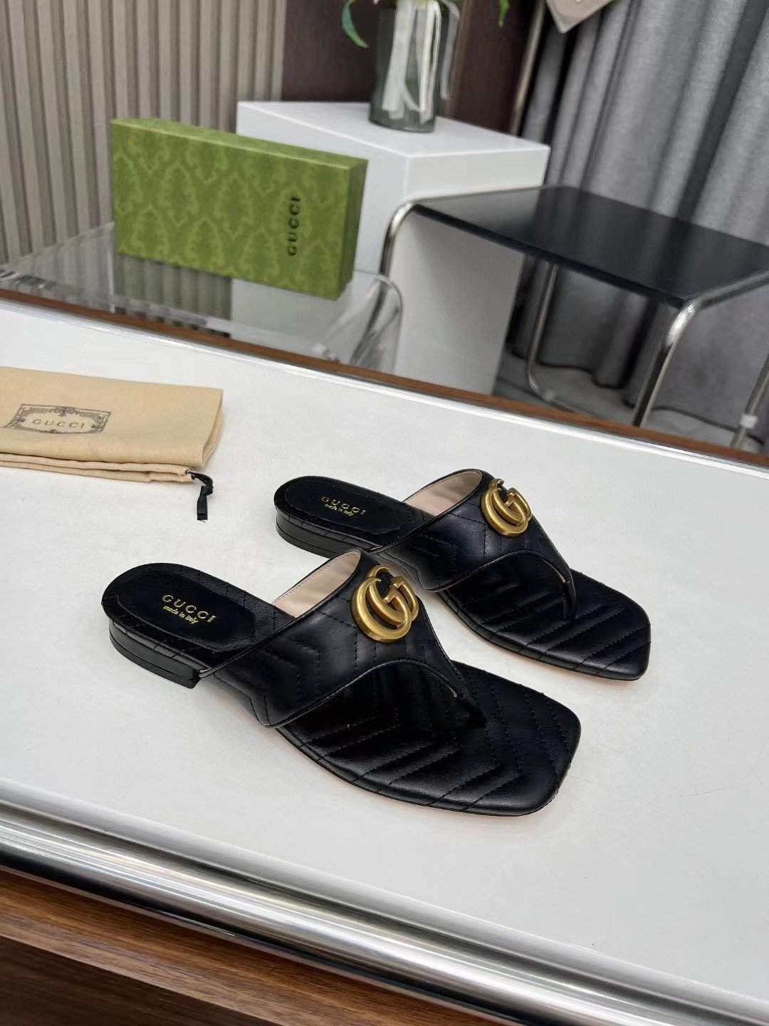 Gucci Double G Marmont Thong Sandals - Image 4
